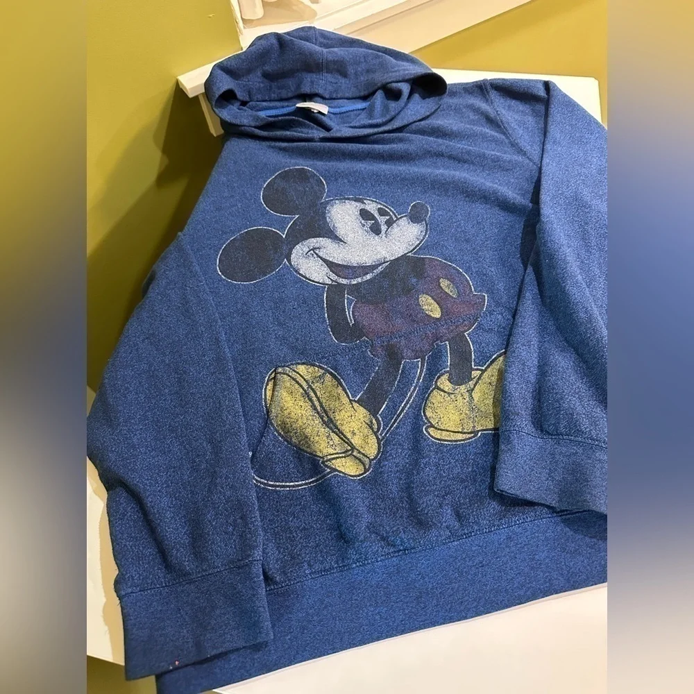 Disney Parks Mickey Mouse Pullover Hoodie Unisex Size XL Heathered Blue Pocket - Picture 4 of 9